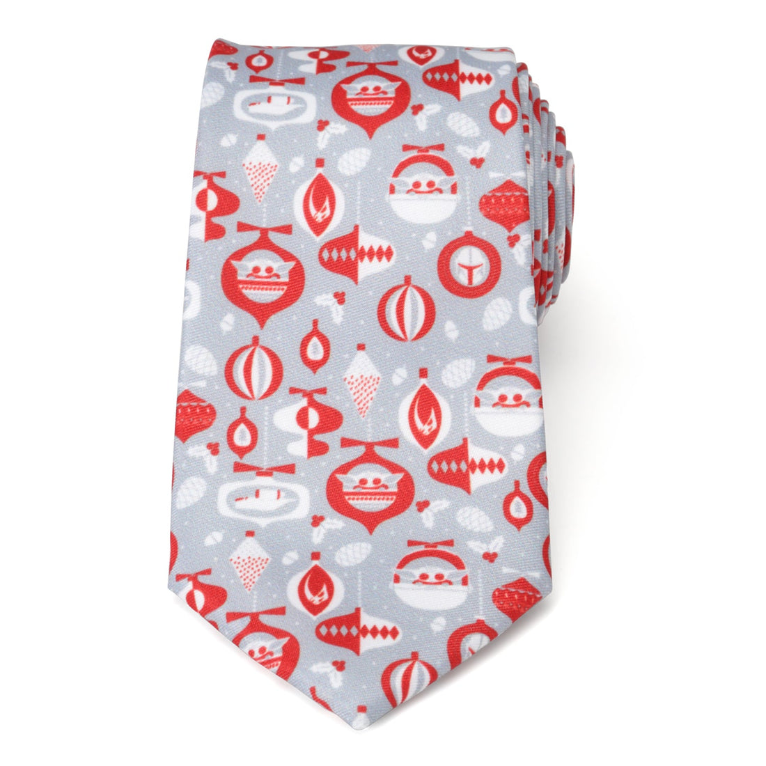 Star Wars Mandalorian Holiday Necktie in Gray and Red - Image 3