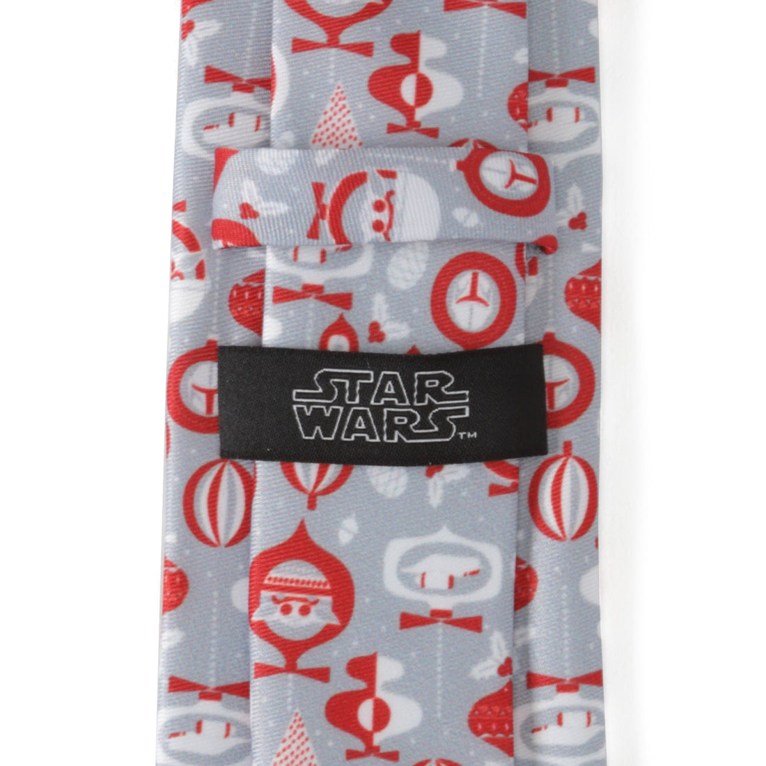 Star Wars Mandalorian Holiday Necktie in Gray and Red - Image 4