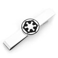 Star Wars Imperial Crest Tie Bar in polished silver metal with black and white enamel detail