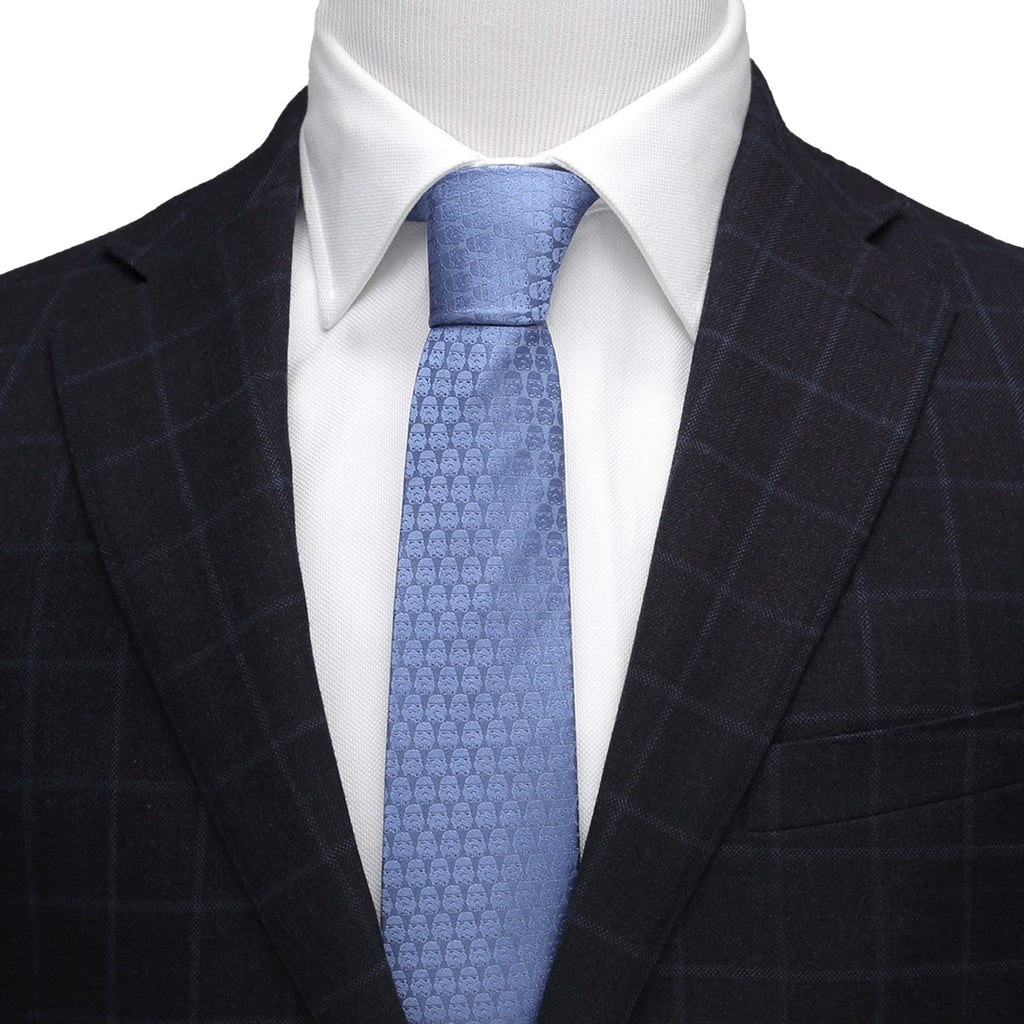 Star Wars Darth Vader and Stormtrooper Blue Silk Tie - Image 2