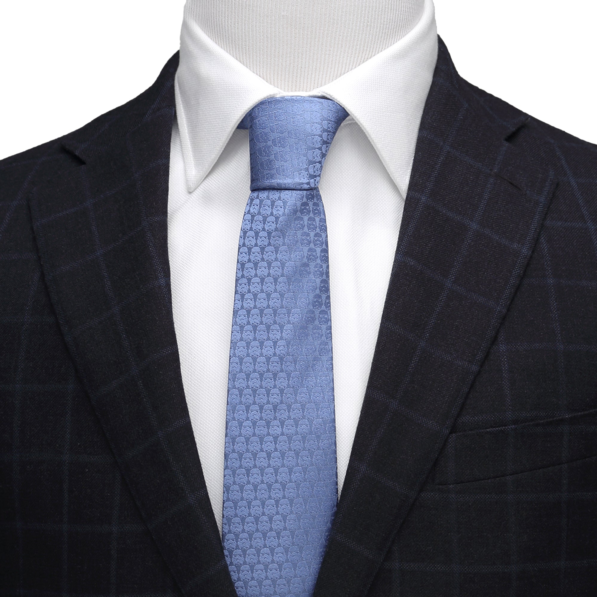 Star Wars Darth Vader and Stormtrooper Blue Silk Tie - Image 2