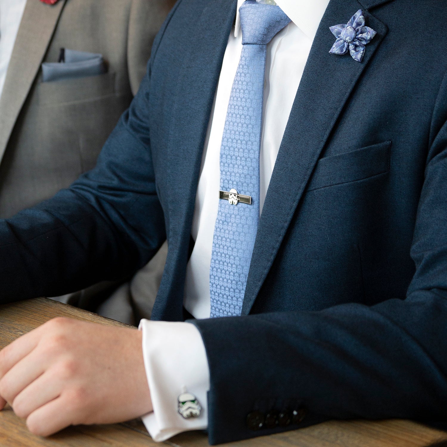 Star Wars Darth Vader and Stormtrooper Blue Silk Tie - Image 6