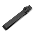 Close up of a black metal Star Wars Imperial Crest tie bar with a satin finish