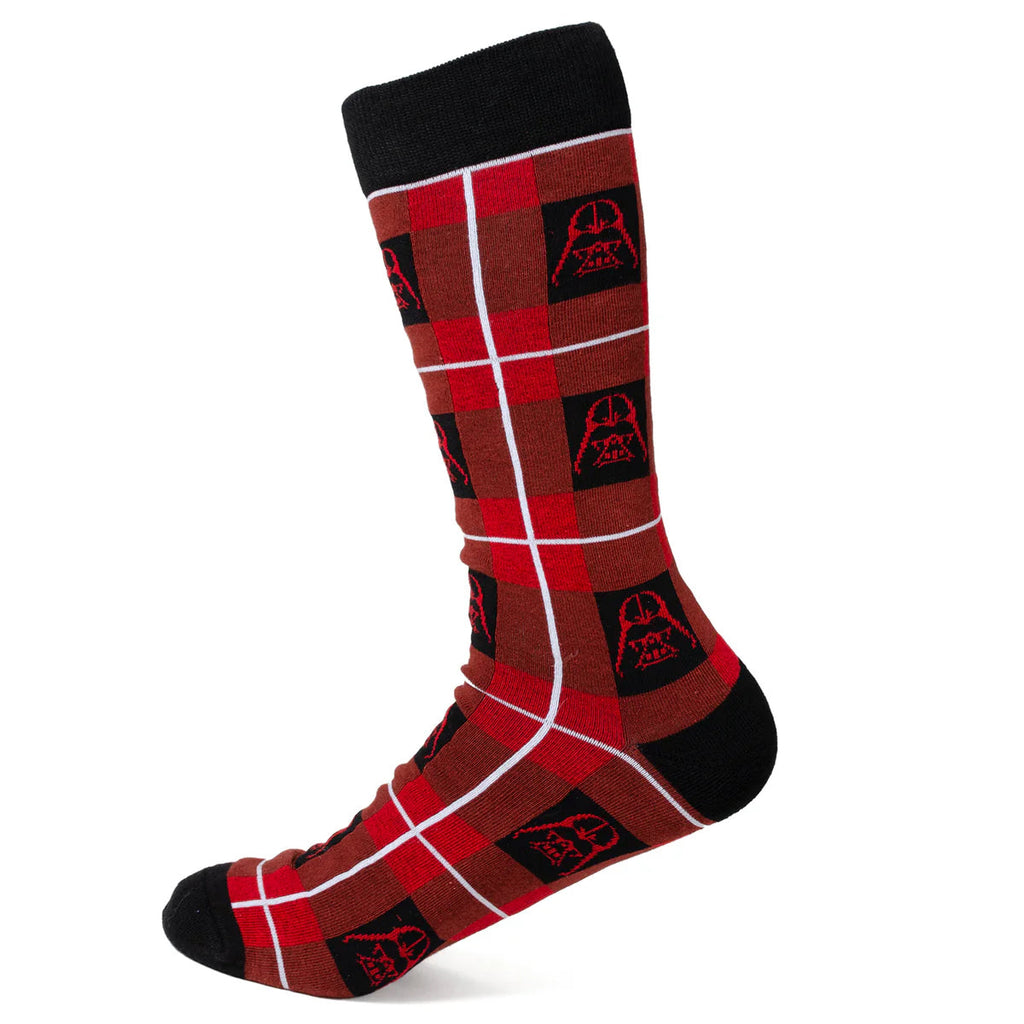 Star Wars Darth Vader Red Black Plaid Crew Socks & Pin Gift Set - Image 2