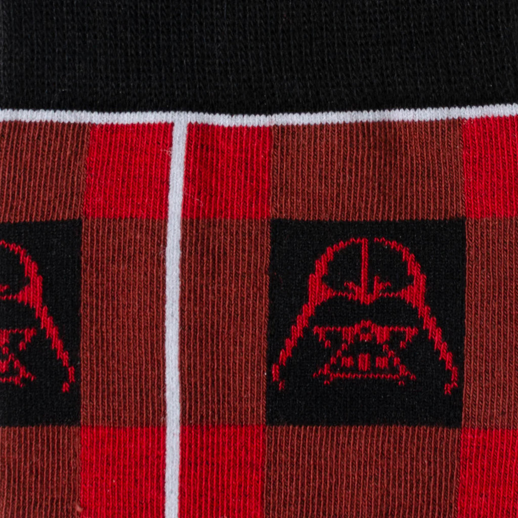 Star Wars Darth Vader Red Black Plaid Crew Socks & Pin Gift Set - Image 3