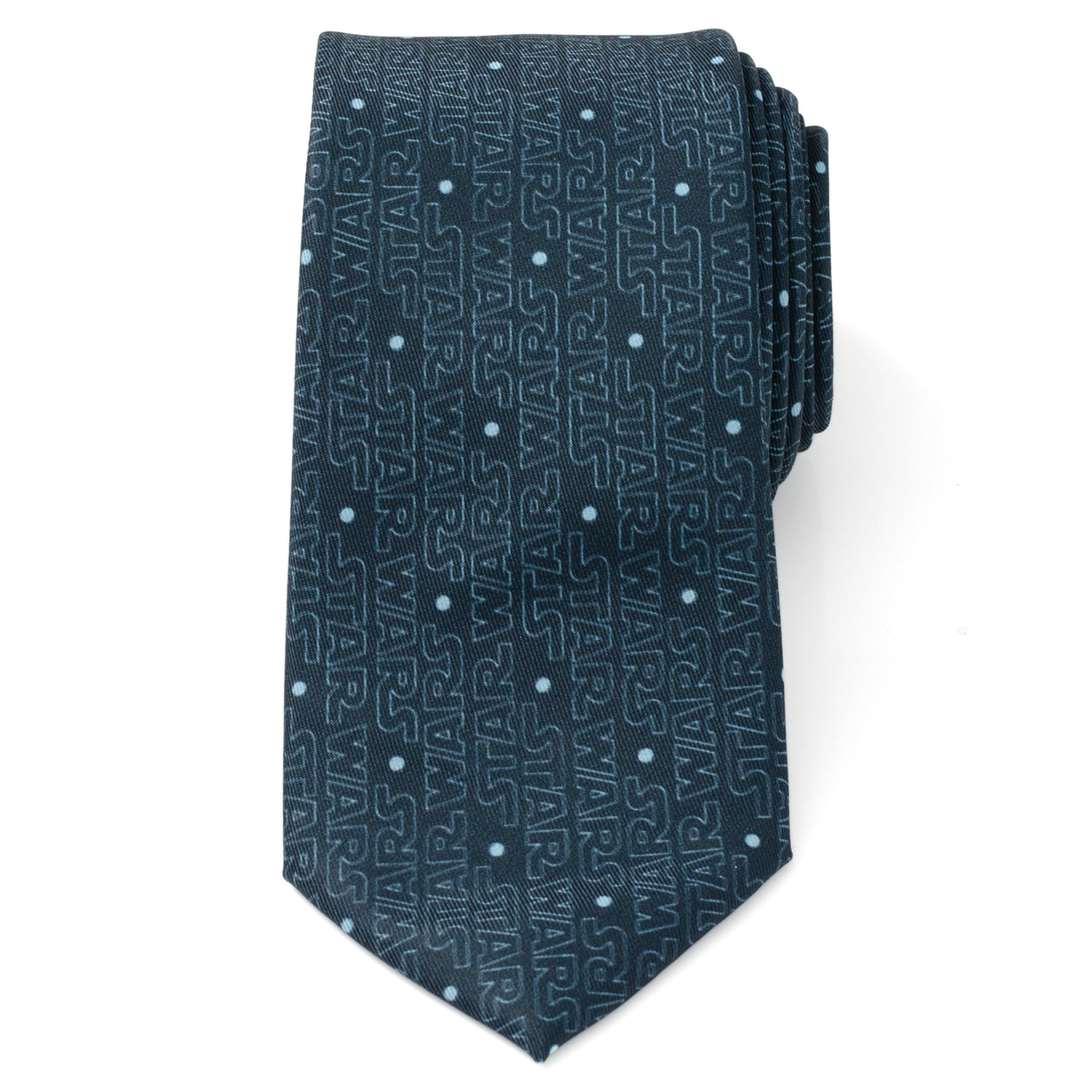 Star Wars Logo Blue Men's Tie with Light Blue Dot Pattern - Image 3