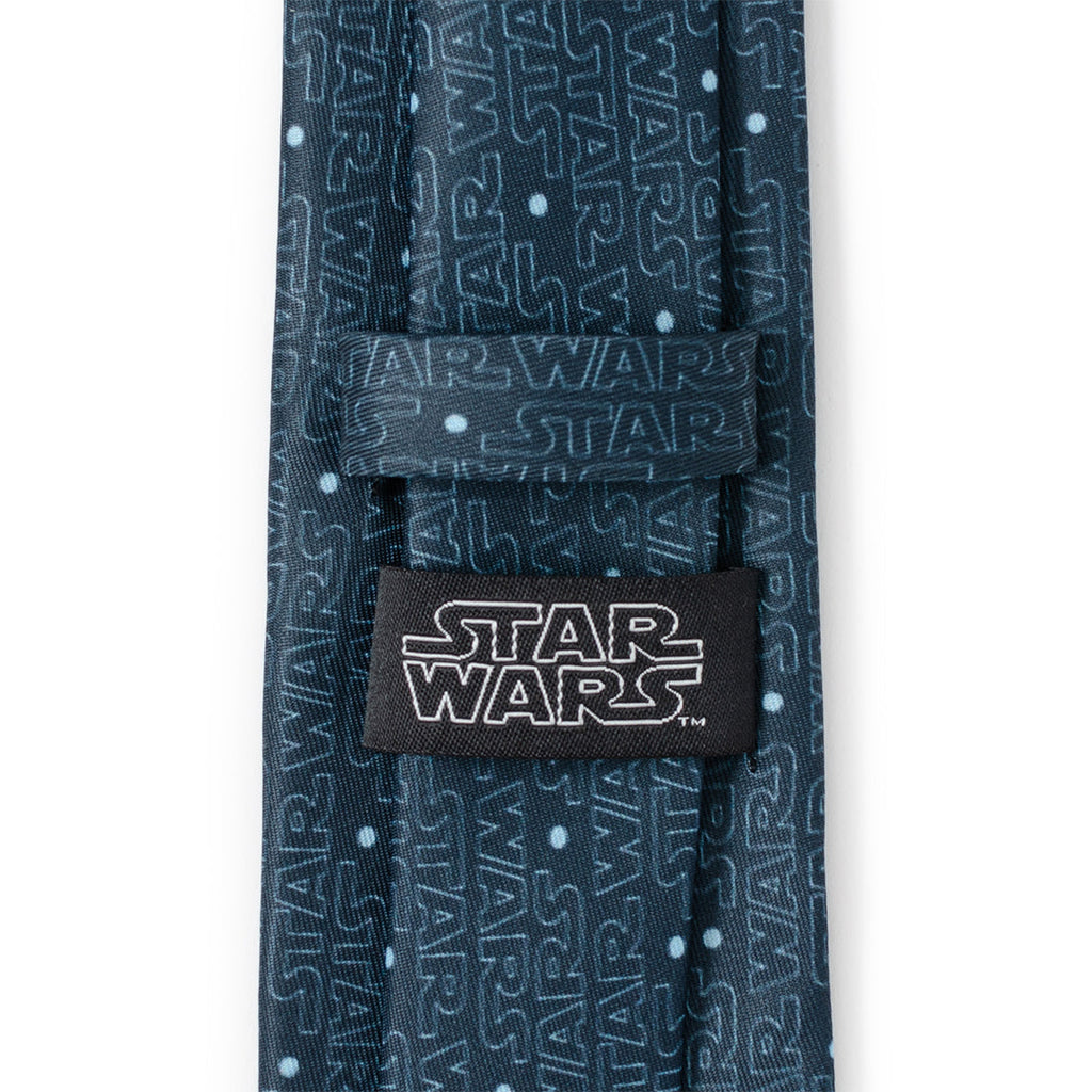 Star Wars Logo Blue Men's Tie with Light Blue Dot Pattern - Image 5