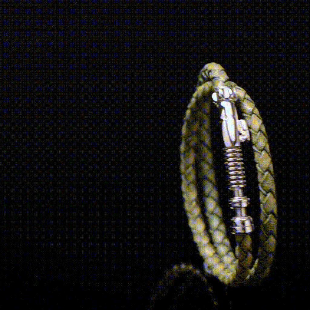 Star Wars Luke Skywalker Lightsaber Braided Green Leather Bracelet - Image 7