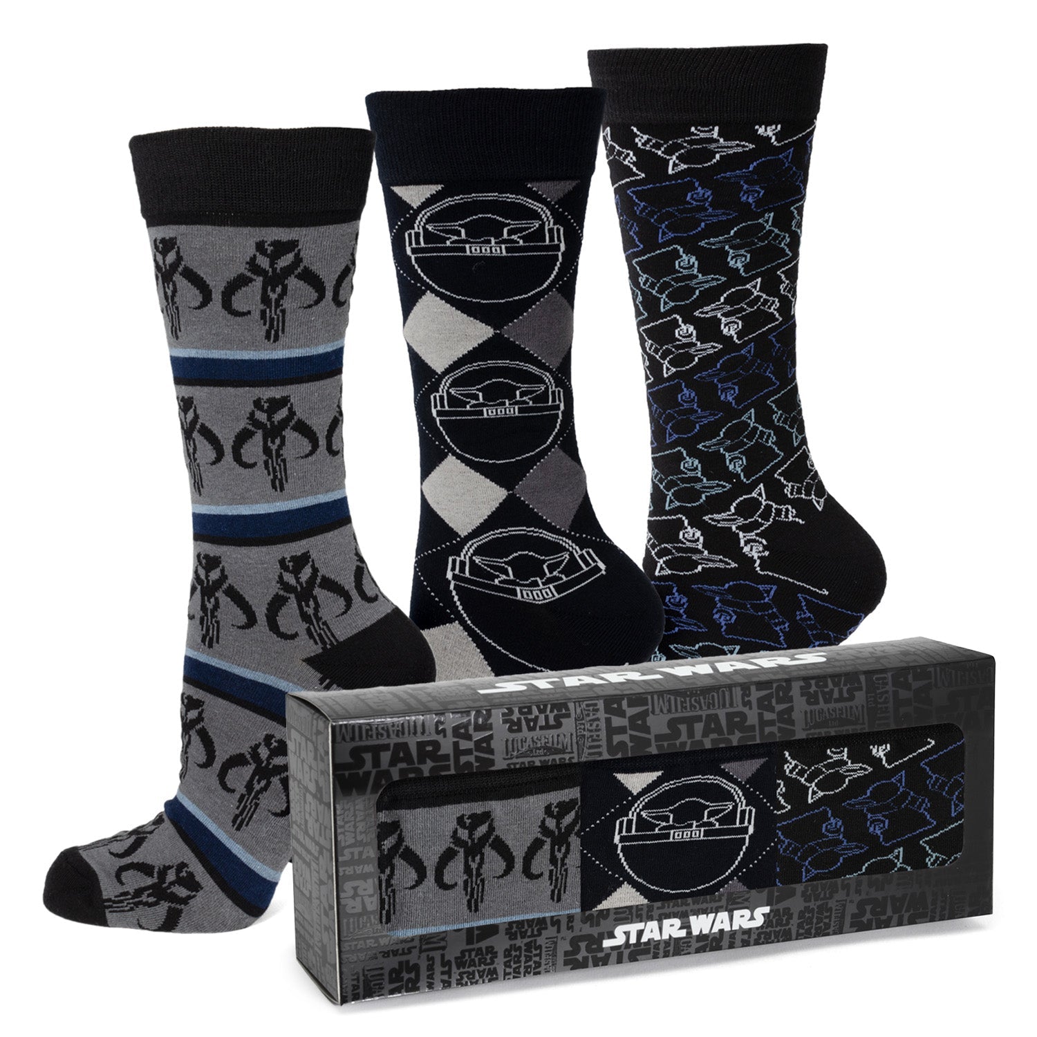Star Wars Mandalorian 3-Pack Dress Sock and Lapel Pin Gift Set - Image 2
