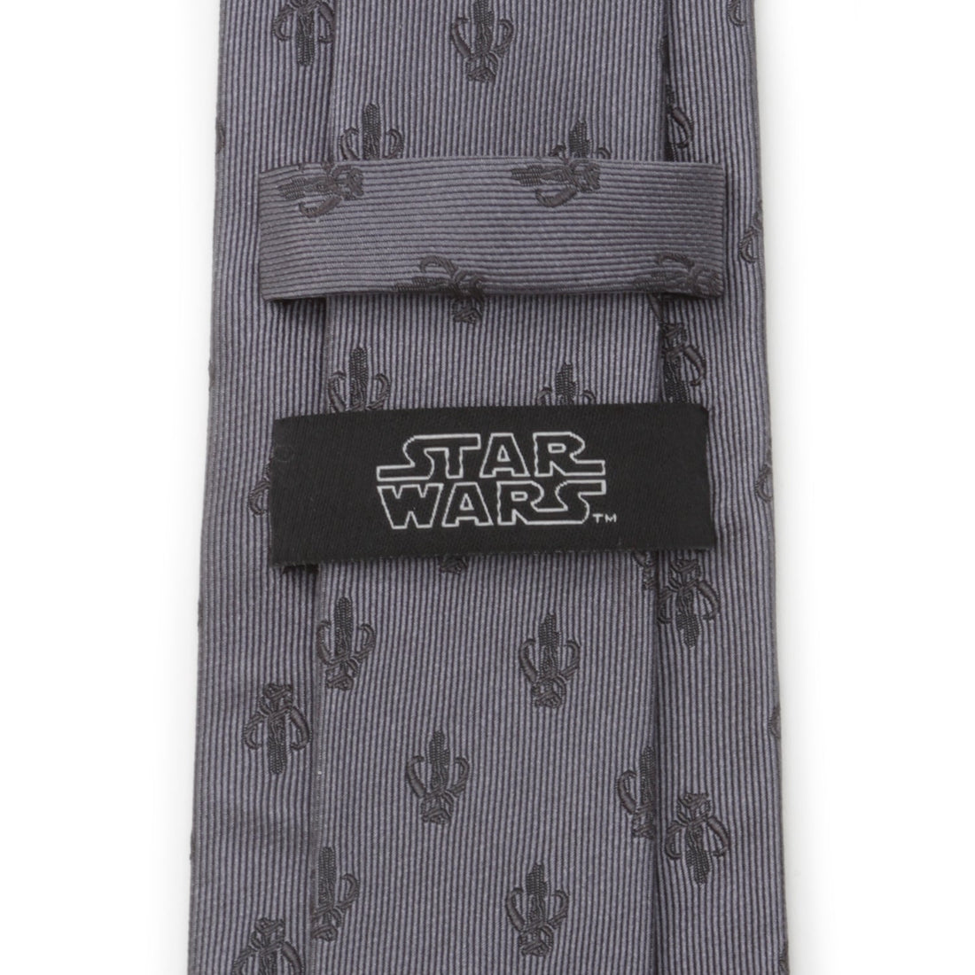 Star Wars Mandalorian Mythosaur Gray Silk Tie for Men - Image 4