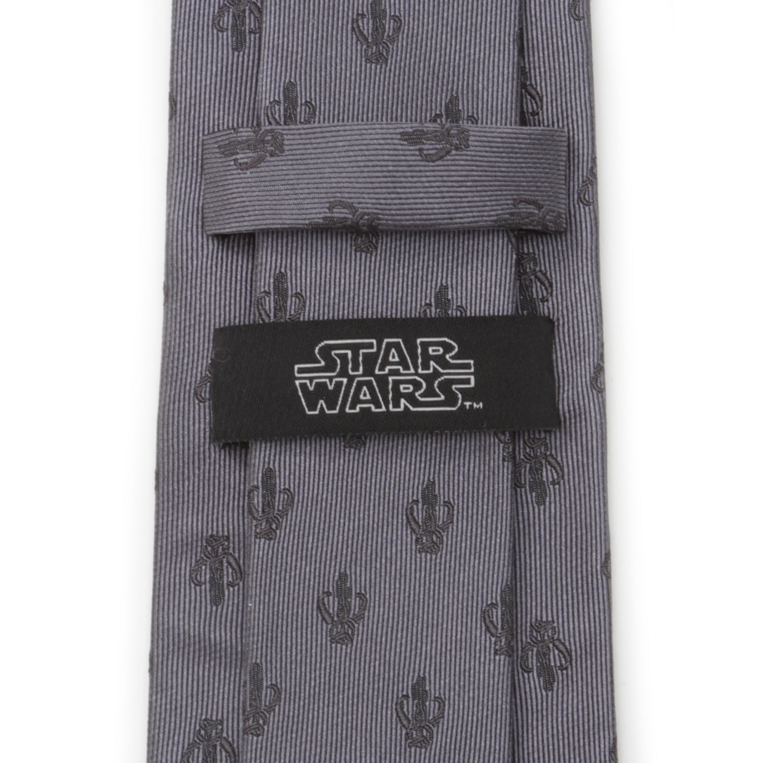 Star Wars Mandalorian Mythosaur Gray Silk Tie for Men - Image 4