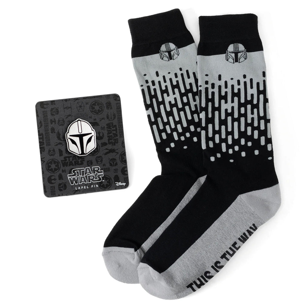 Star Wars Mandalorian Crew Socks and Helmet Lapel Pin Gift Set