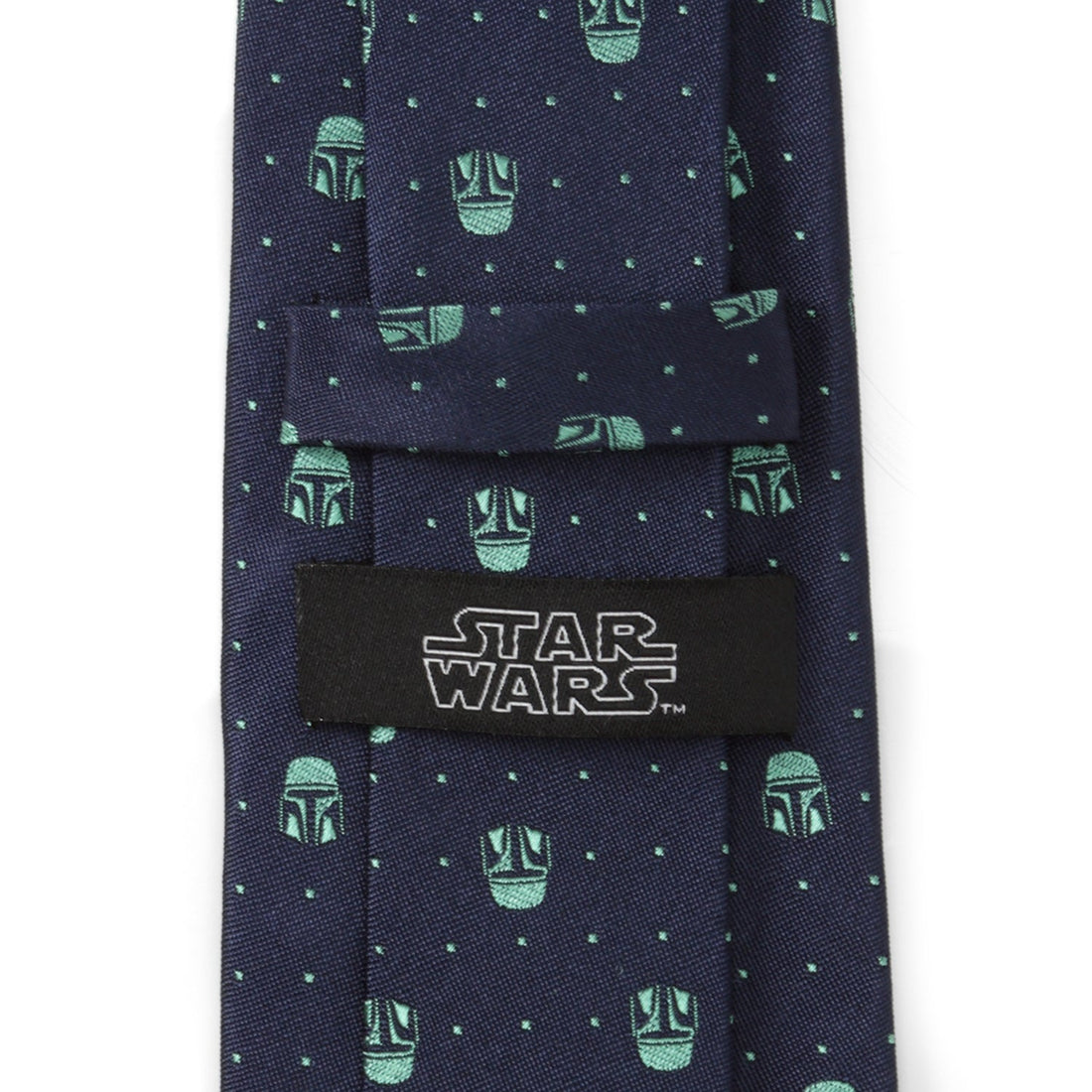 Star Wars The Mandalorian Navy Tie with Green Helmet Icons - Image 4