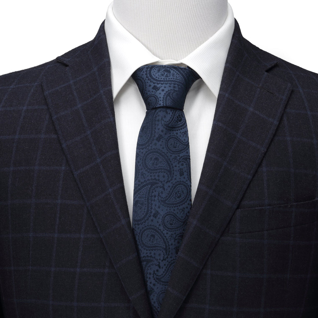 Star Wars Mandalorian and Grogu Navy Paisley Silk Necktie - Image 2