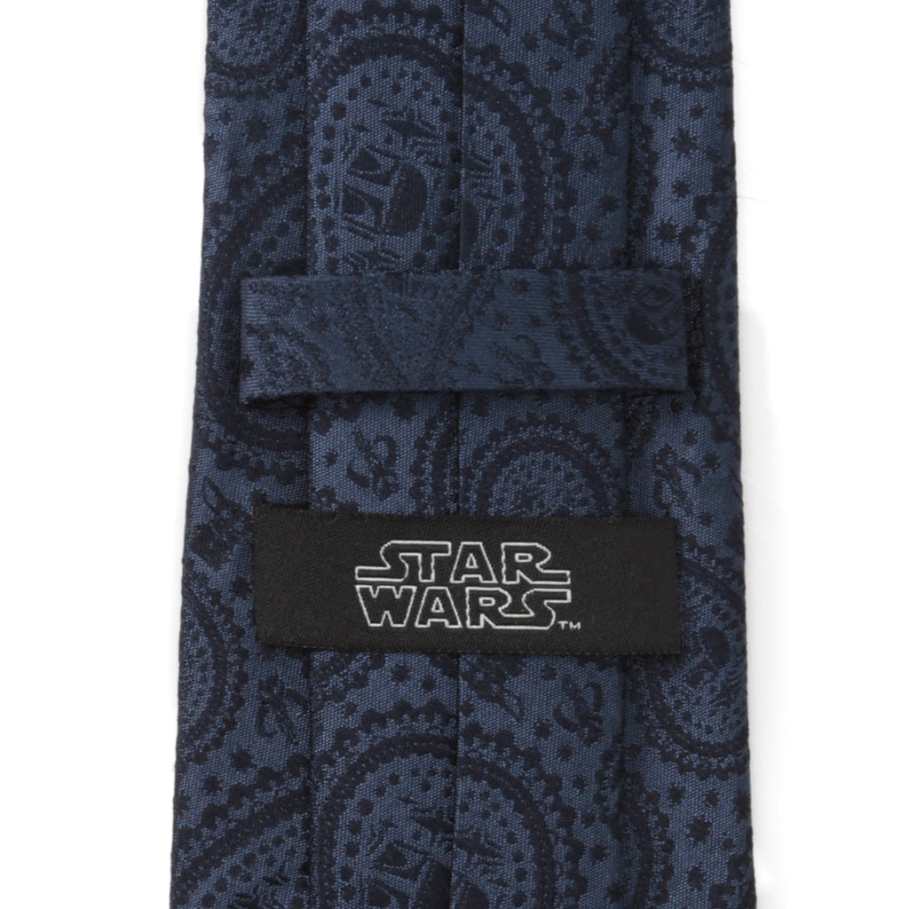 Star Wars Mandalorian and Grogu Navy Paisley Silk Necktie - Image 5