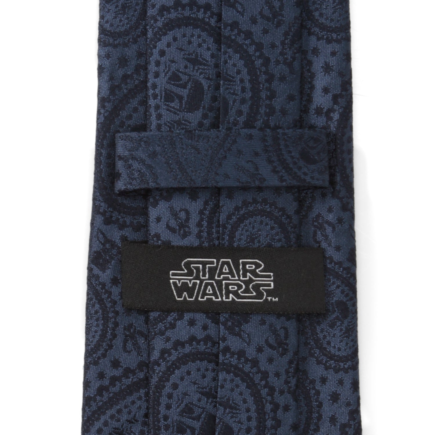 Star Wars Mandalorian and Grogu Navy Paisley Silk Necktie - Image 5