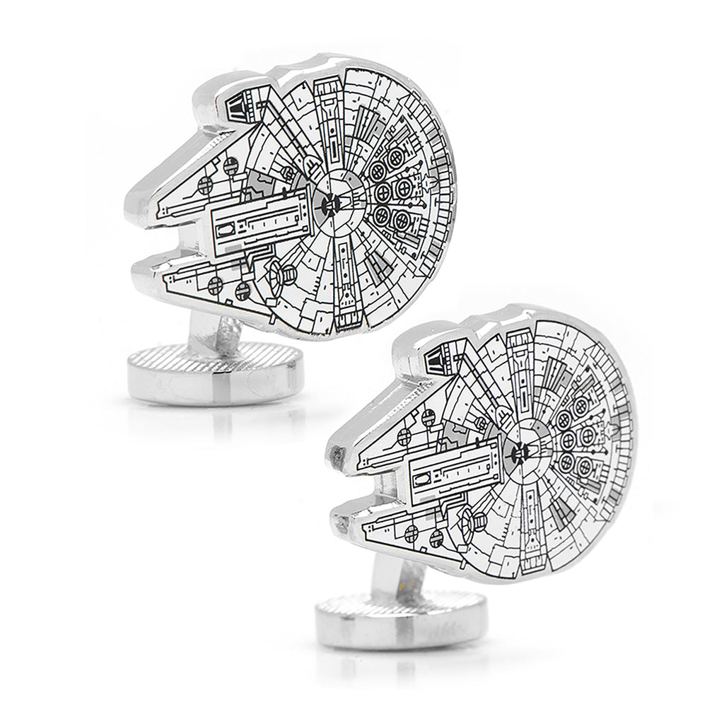 Star Wars Millennium Falcon Blueprint Cufflinks in Silver Tone