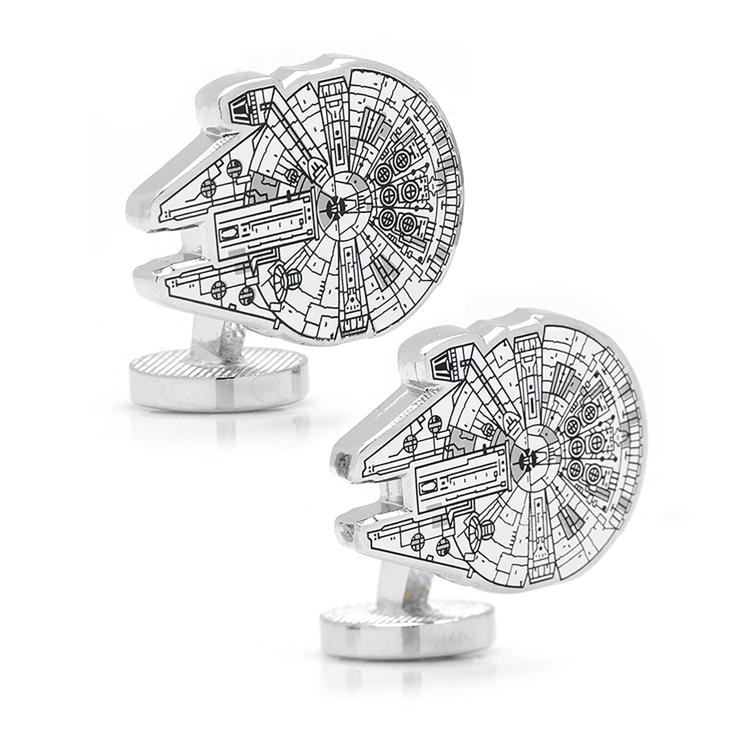 Star Wars Millennium Falcon Blueprint Cufflinks in Silver Tone