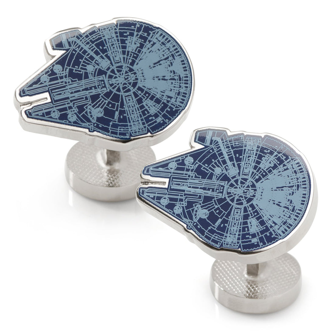 Star Wars Millennium Falcon Blueprint Blue Enamel Cufflinks - Image 2