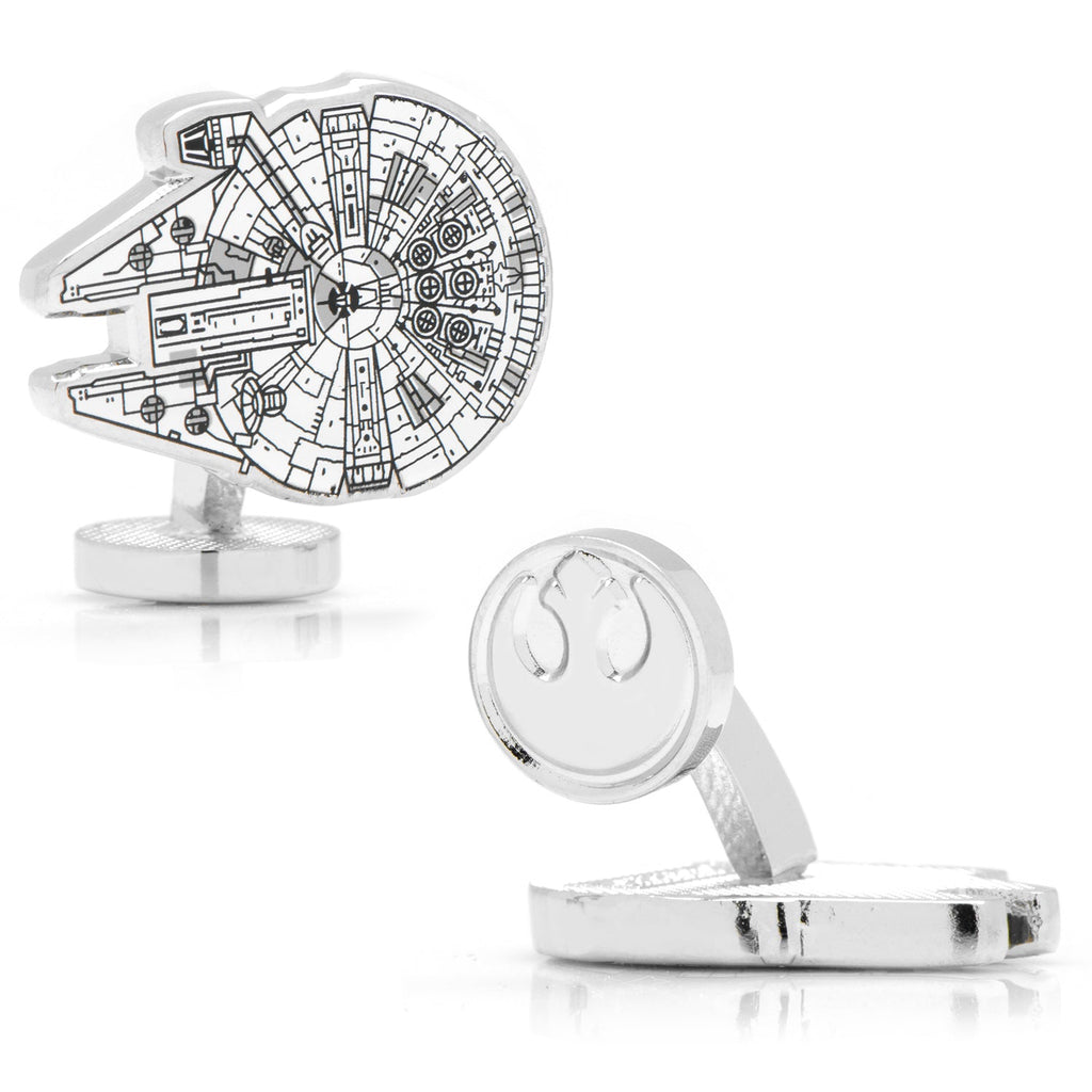 Star Wars Millennium Falcon Blueprint Cufflinks in Silver Tone