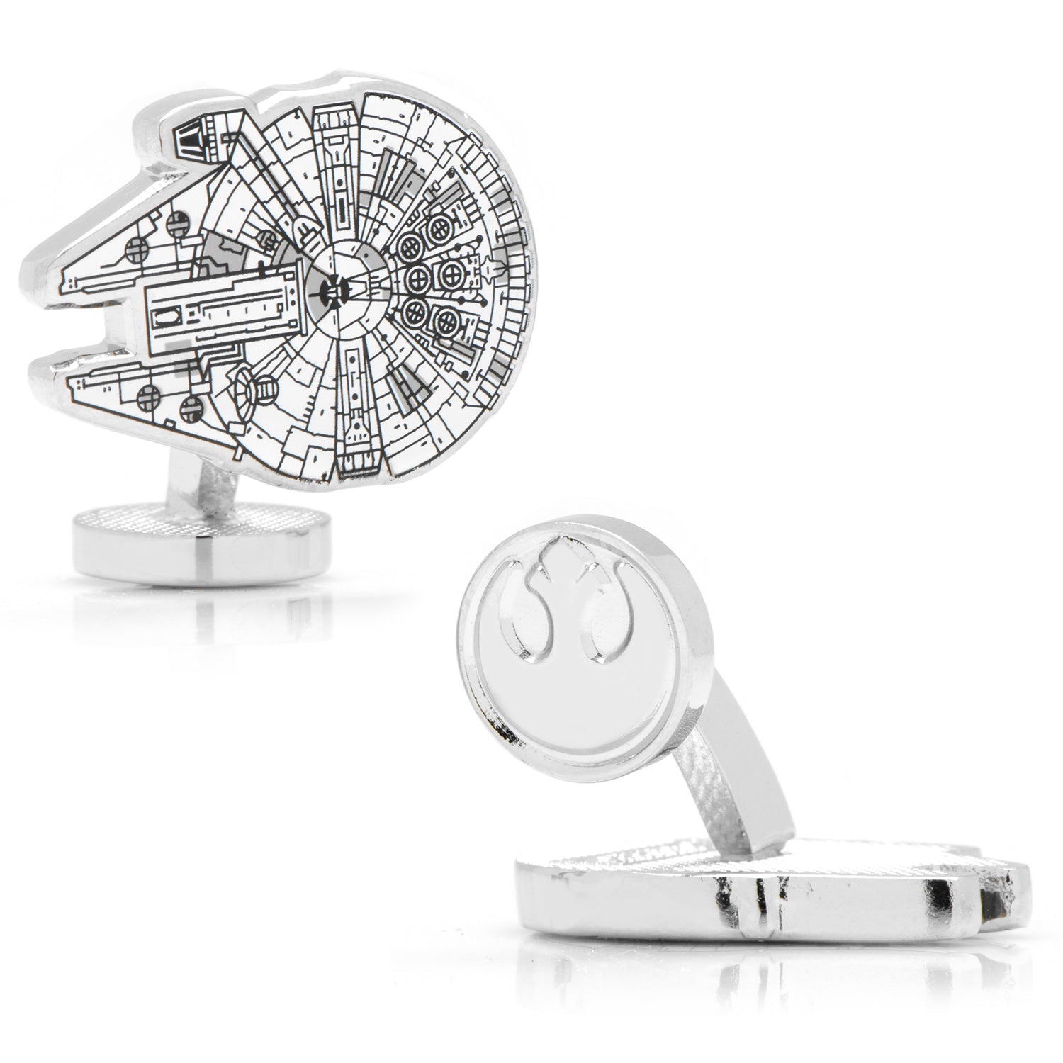 Star Wars Millennium Falcon Blueprint Cufflinks in Silver Tone