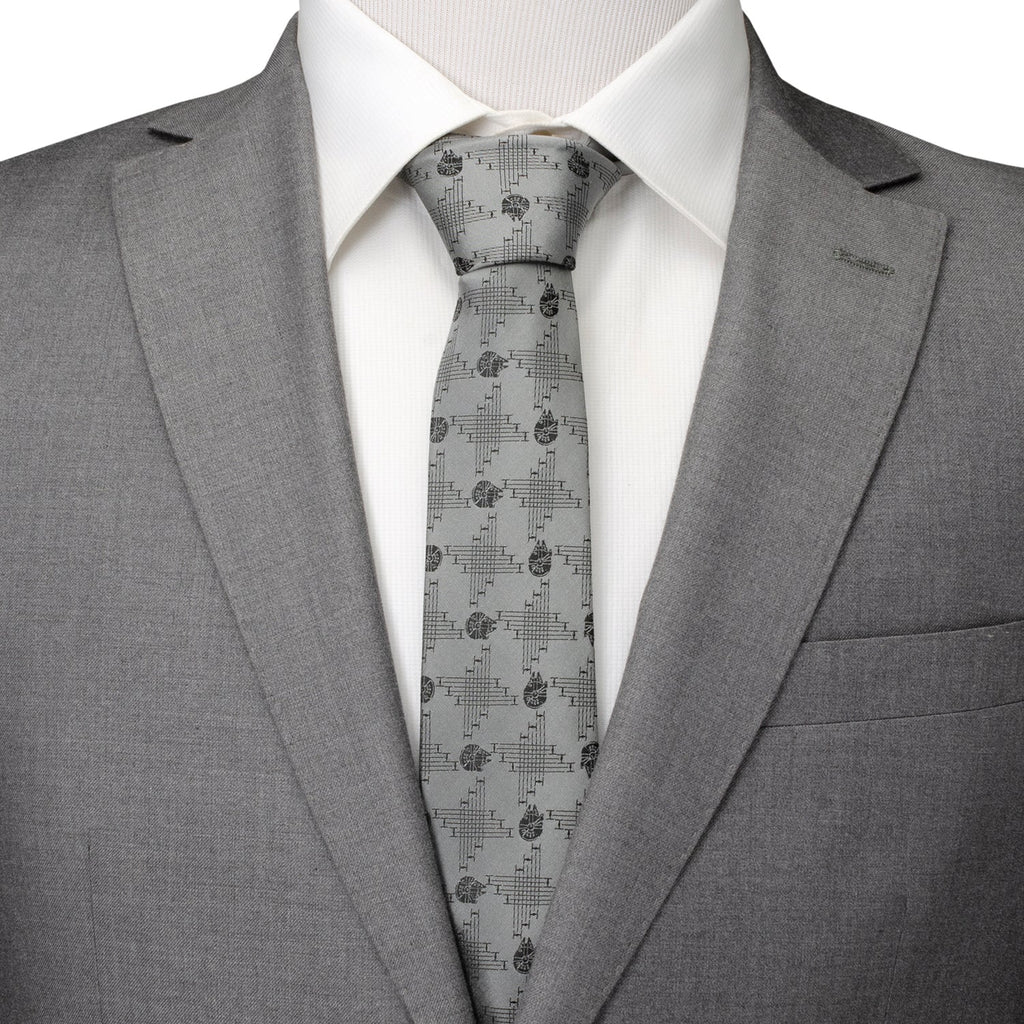 Star Wars Millennium Falcon Gray Silk Blend Necktie - Image 2