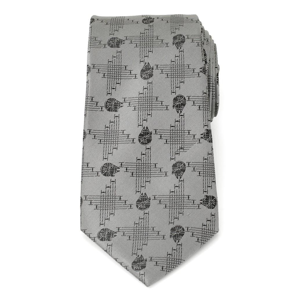 Star Wars Millennium Falcon Gray Silk Blend Necktie - Image 3