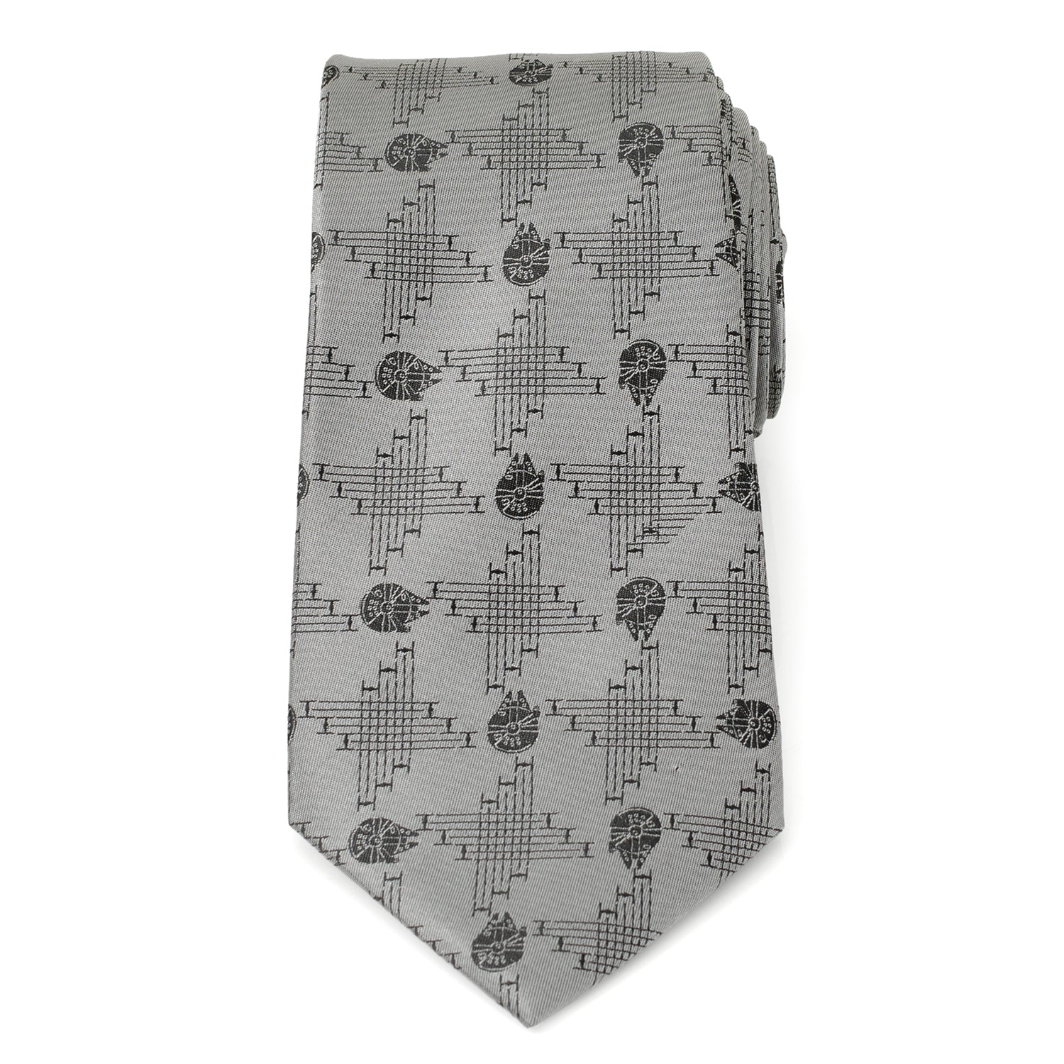 Star Wars Millennium Falcon Gray Silk Blend Necktie - Image 3