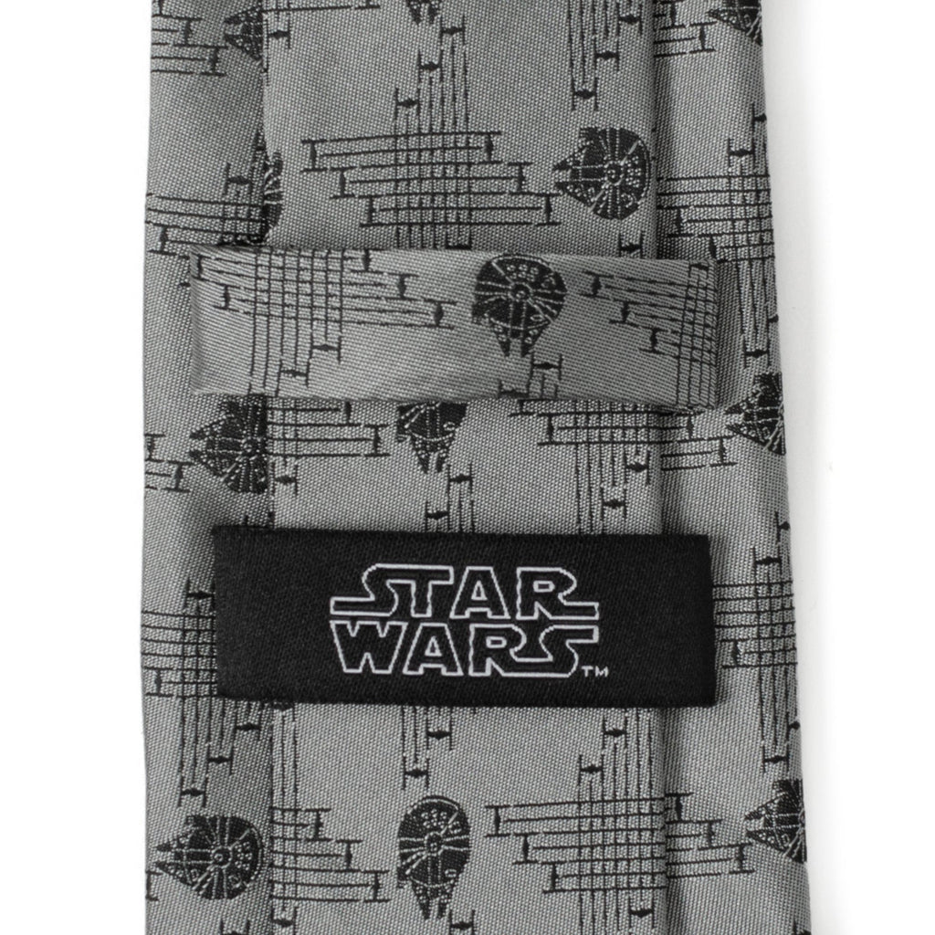Star Wars Millennium Falcon Gray Silk Blend Necktie - Image 4