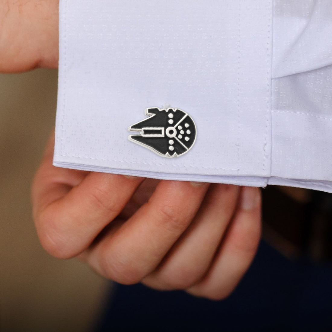 Star Wars Millennium Falcon Silver and Black Cufflinks - Image 5