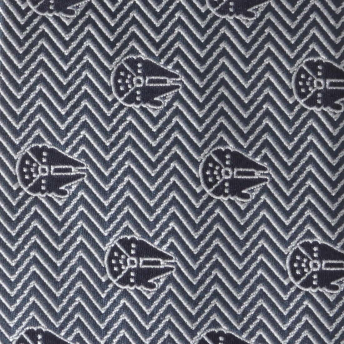 Star Wars Millennium Falcon Herringbone Silk Tie in Black Grey - Image 5