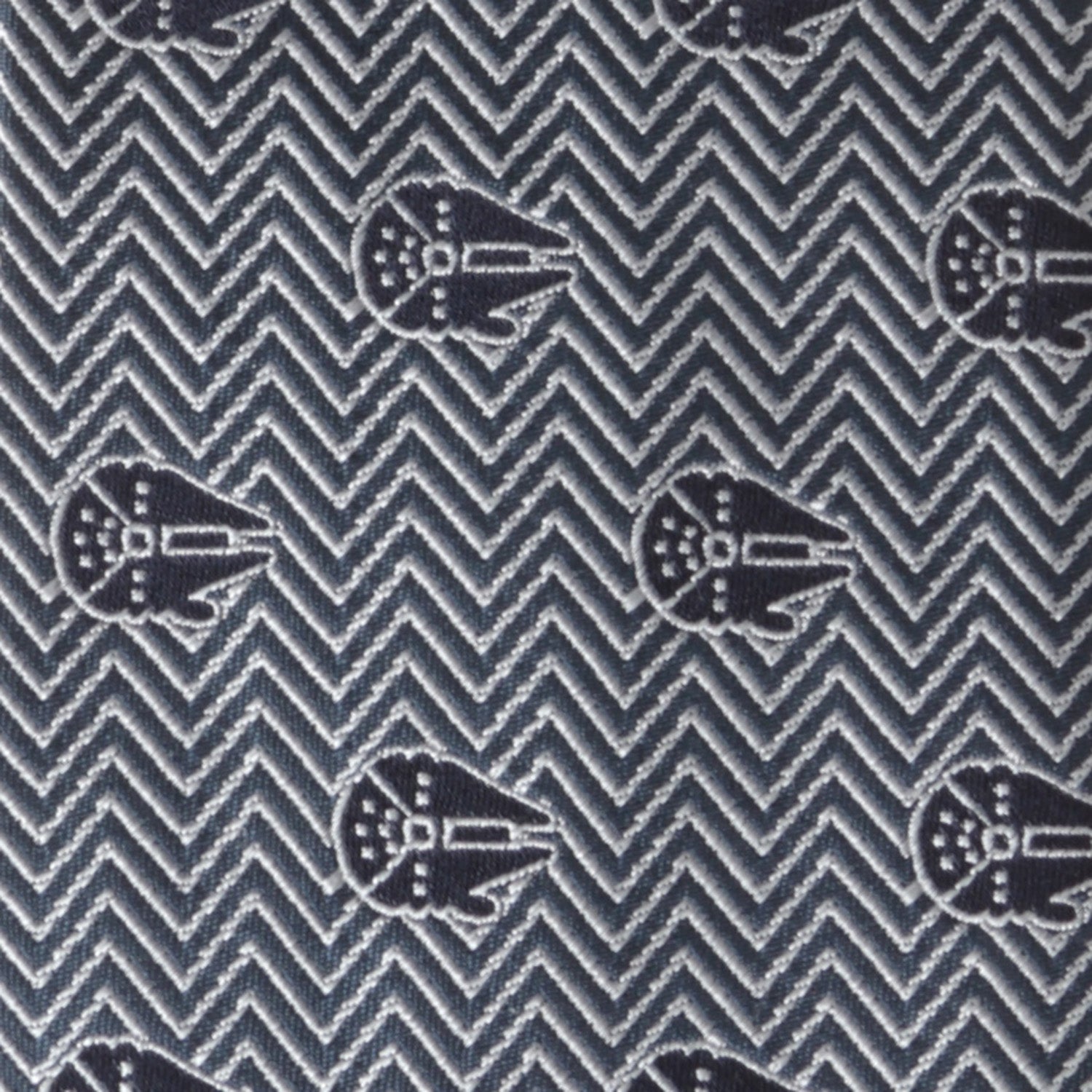 Star Wars Millennium Falcon Herringbone Silk Tie in Black Grey - Image 5