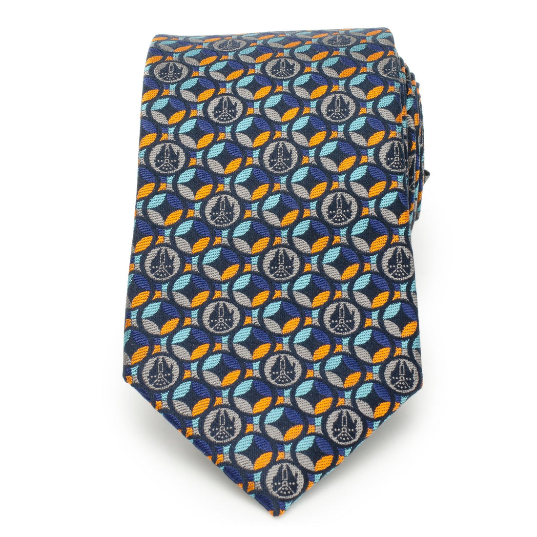 Star Wars Millennium Falcon Pattern Navy Blue Silk Tie - Image 3