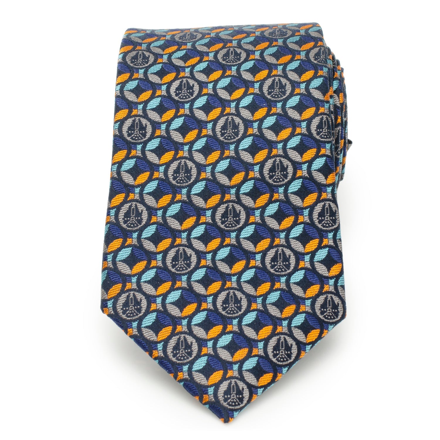 Star Wars Millennium Falcon Pattern Navy Blue Silk Tie - Image 3