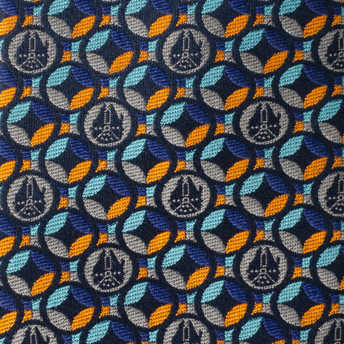 Star Wars Millennium Falcon Pattern Navy Blue Silk Tie - Image 4