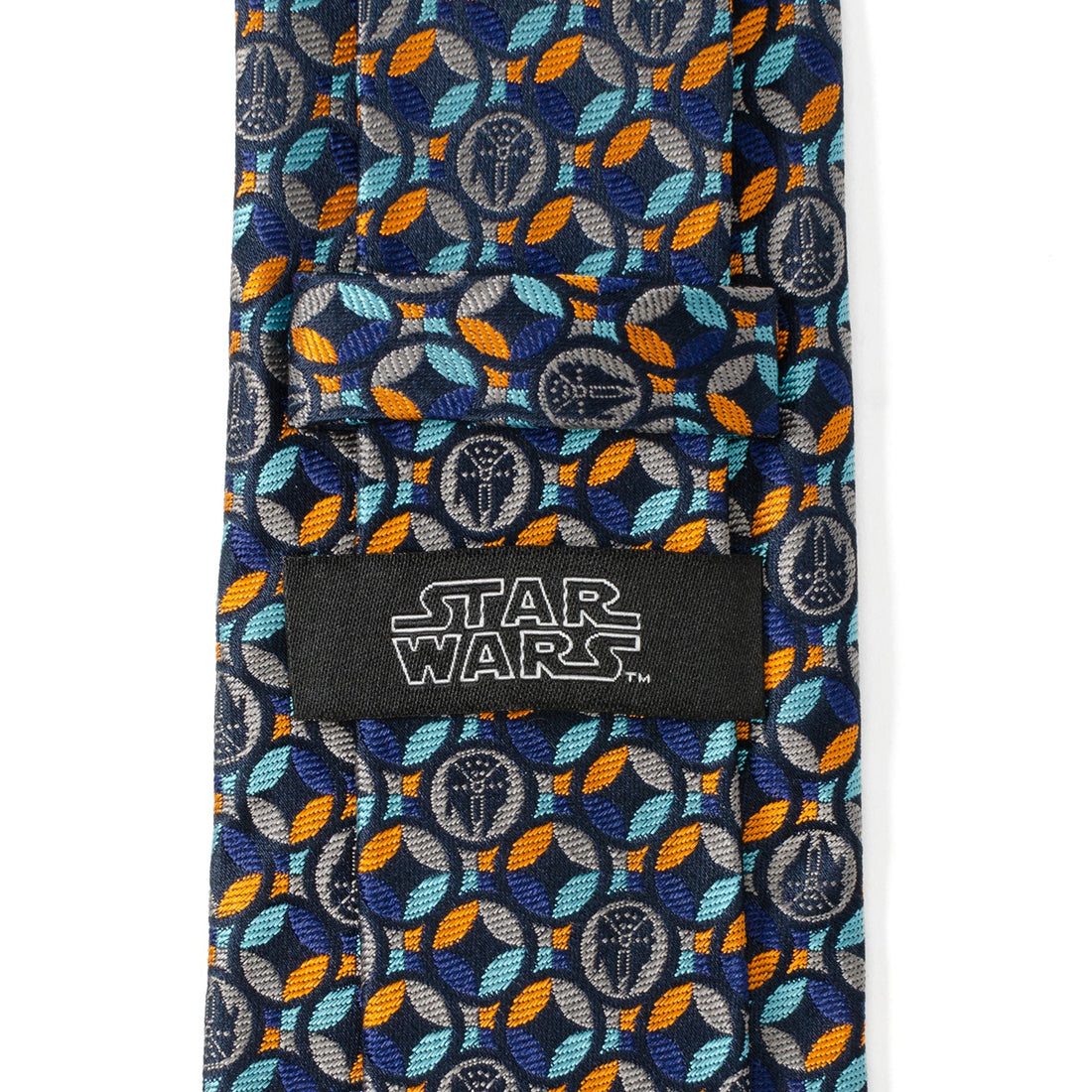 Star Wars Millennium Falcon Pattern Navy Blue Silk Tie - Image 5