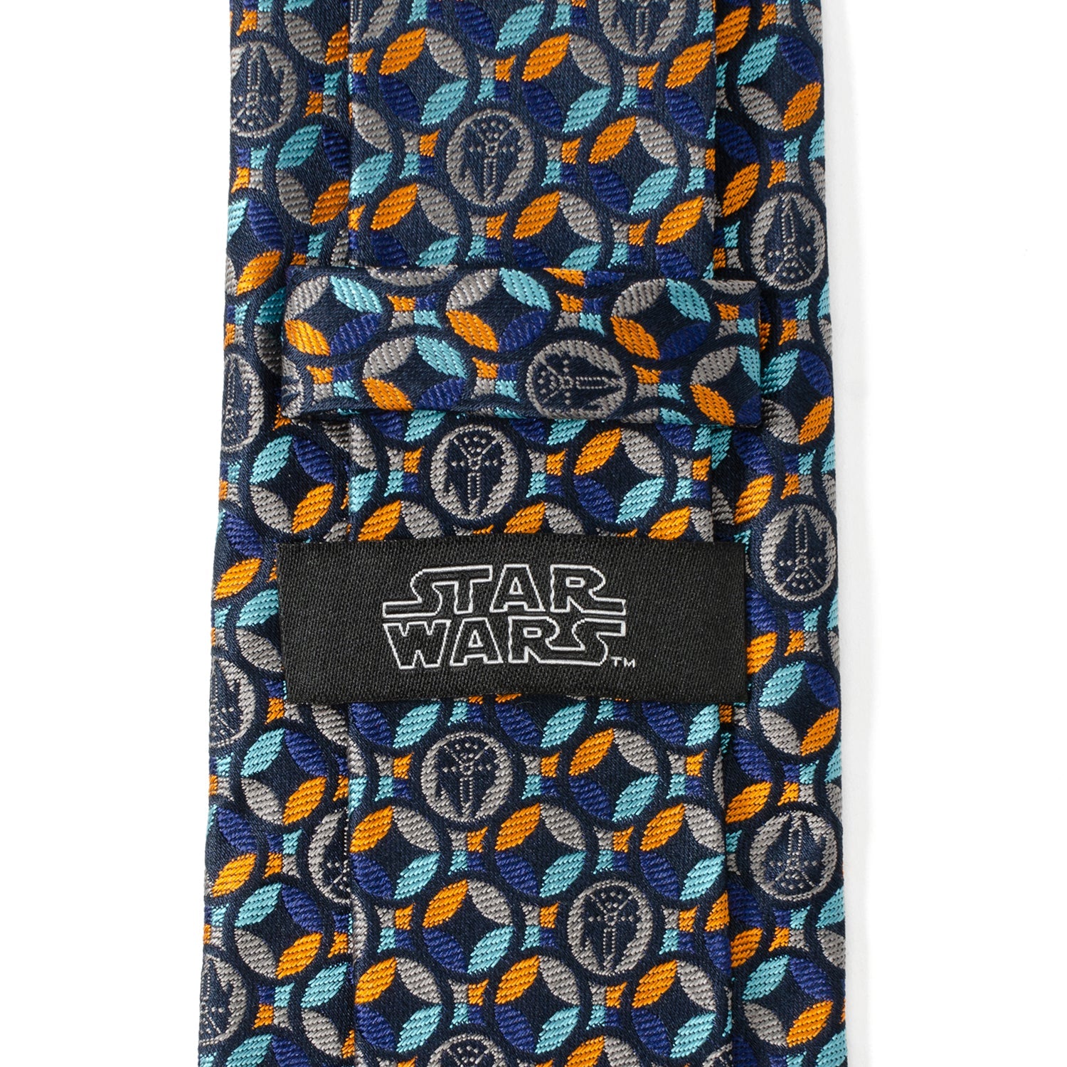 Star Wars Millennium Falcon Pattern Navy Blue Silk Tie - Image 5