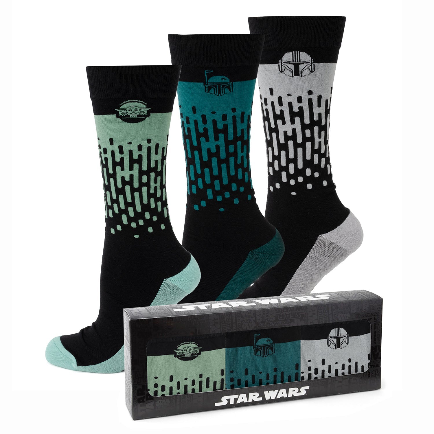 Star Wars Mandalorian 3-Pack Crew Socks and Lapel Pin Gift Set - Image 2