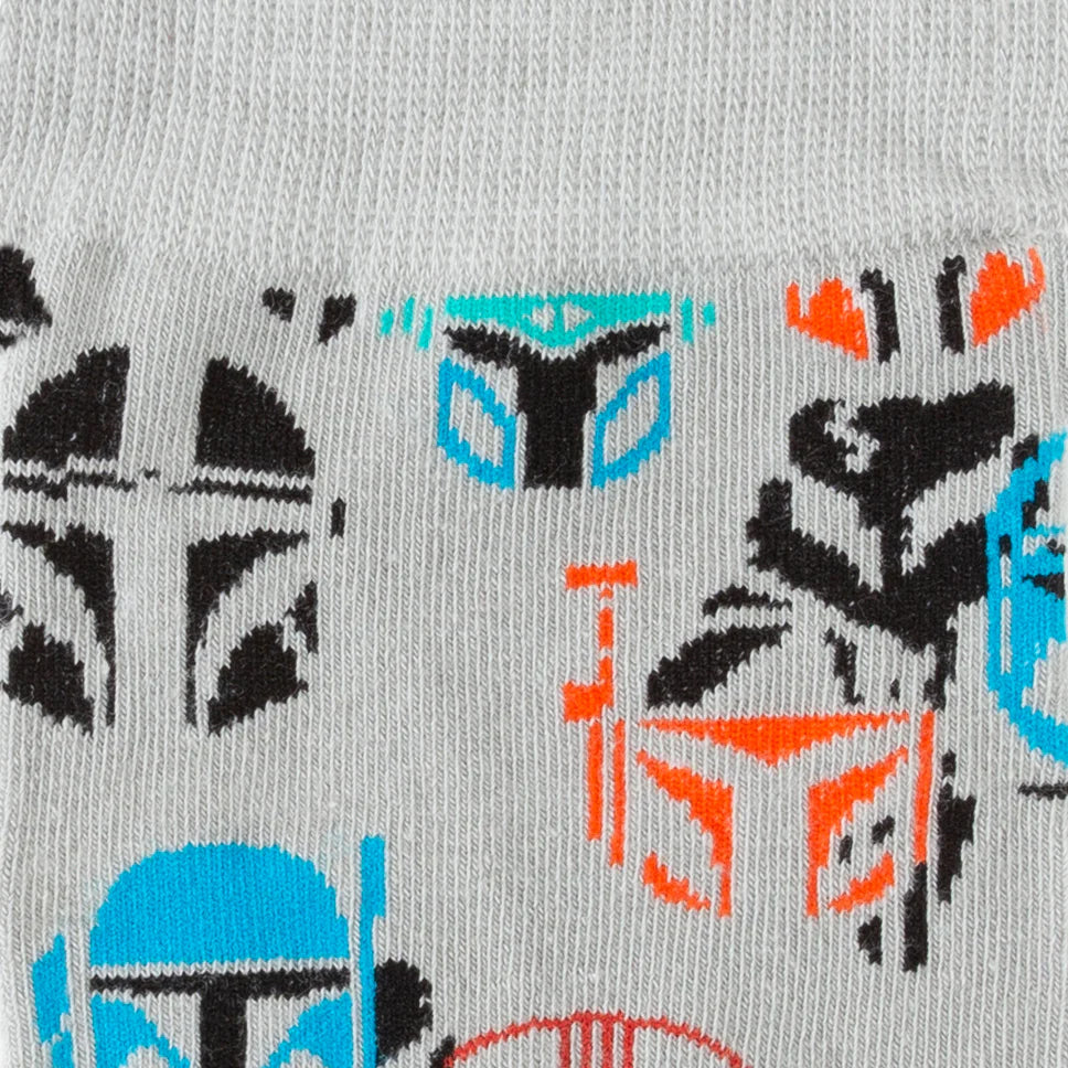 Star Wars Mandalorian Helmet Gray Crew Socks and Lapel Pin Set - Image 3