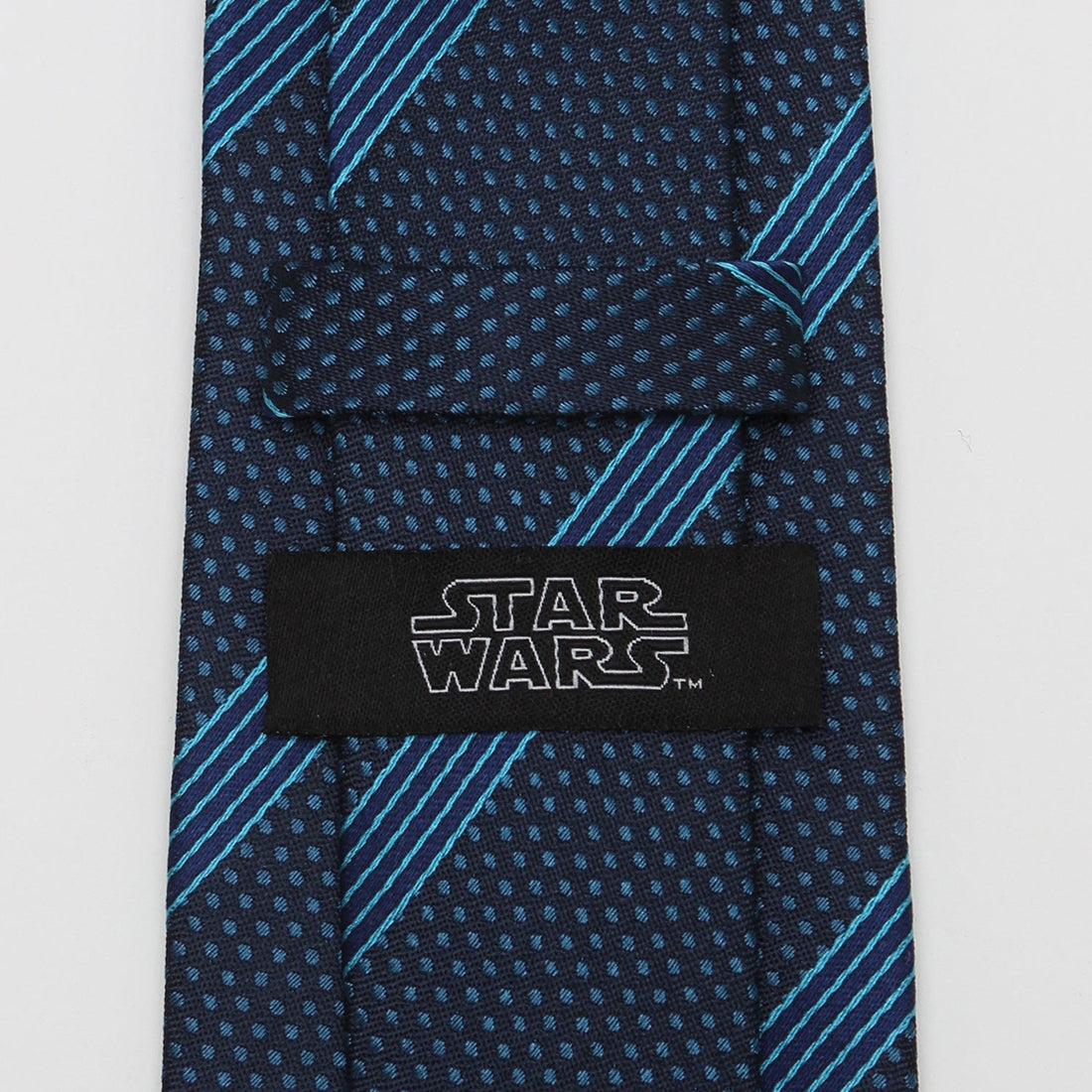 Star Wars Millennium Falcon Navy and Azure Blue Striped Silk Tie - Image 4