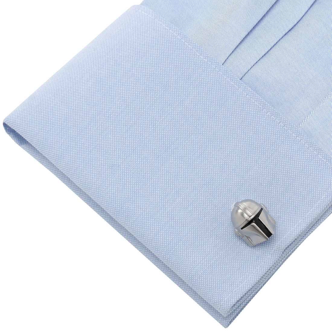 Star Wars Mandalorian 3D Helmet Cufflinks in Silver and Black - Image 3