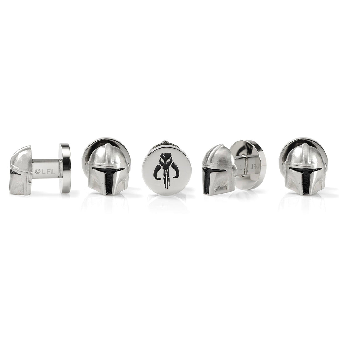 3D Mandalorian Helmet Shirt Studs in Stainless Steel - Image 3