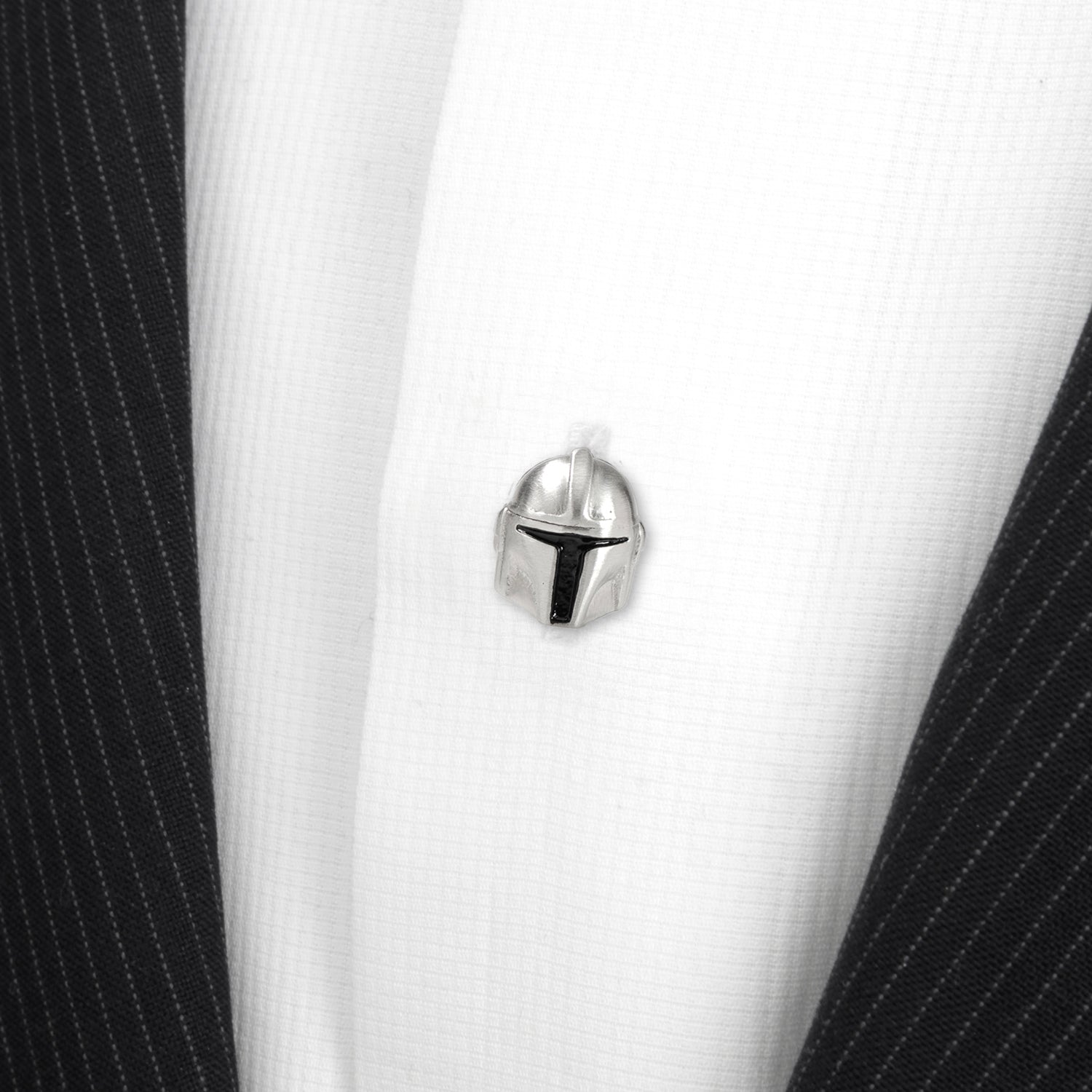 3D Mandalorian Helmet Shirt Studs in Stainless Steel - Image 4