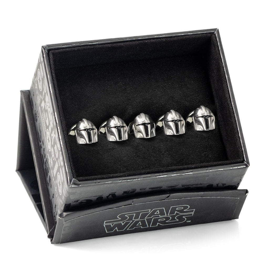 3D Mandalorian Helmet Shirt Studs in Stainless Steel - Image 5