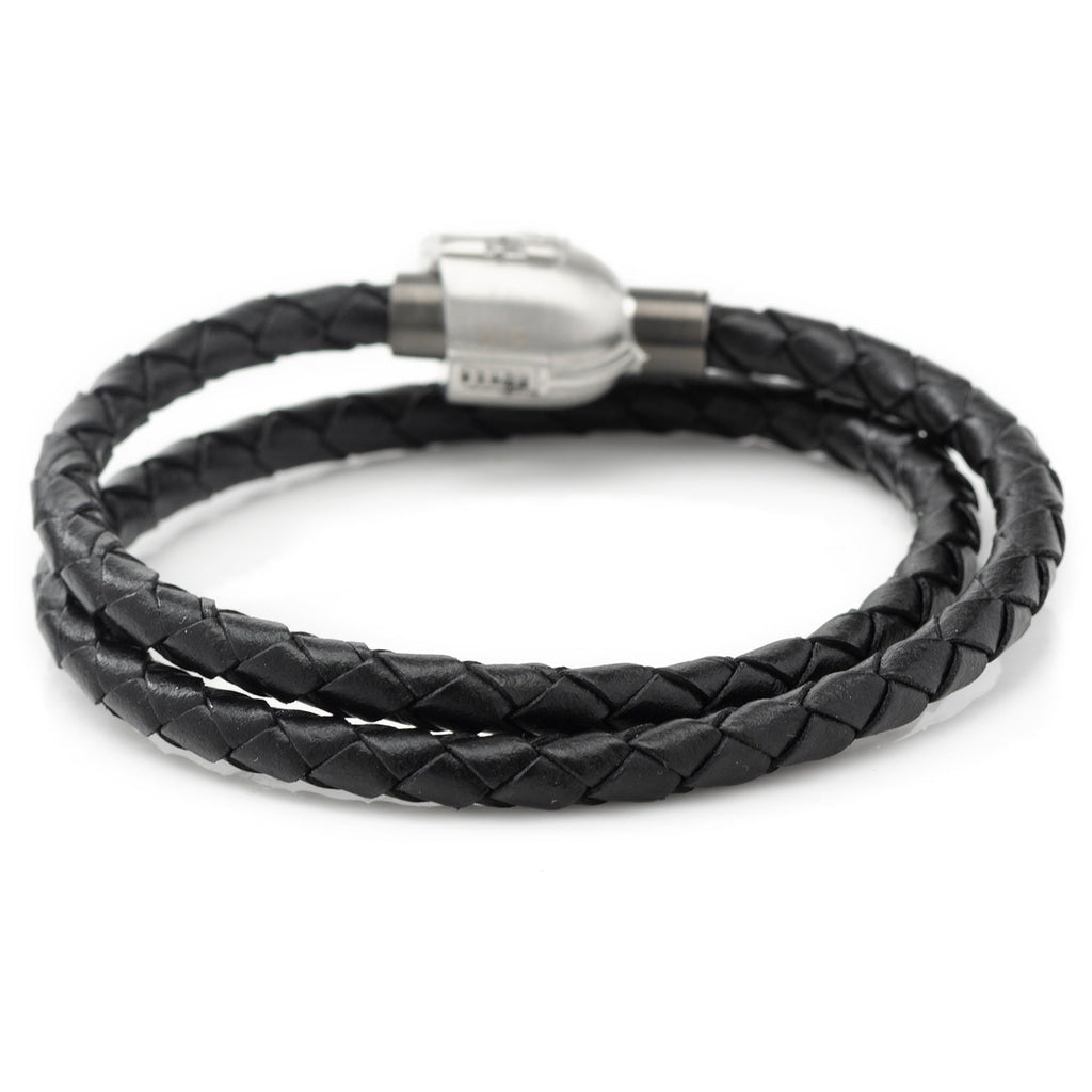 Star Wars Mandalorian Braided Black Leather Double Wrap Bracelet - Image 2