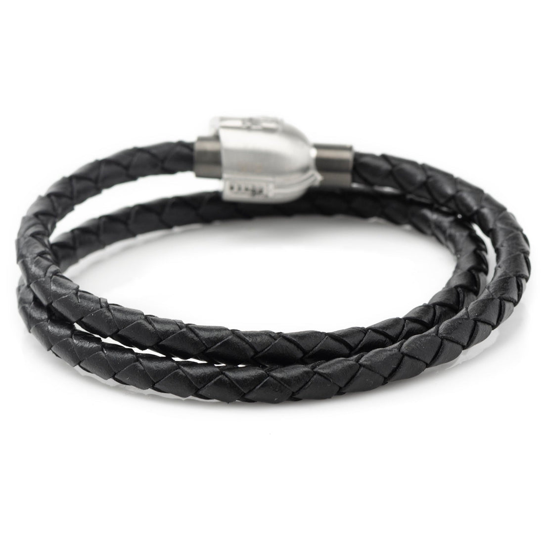 Star Wars Mandalorian Braided Black Leather Double Wrap Bracelet - Image 2