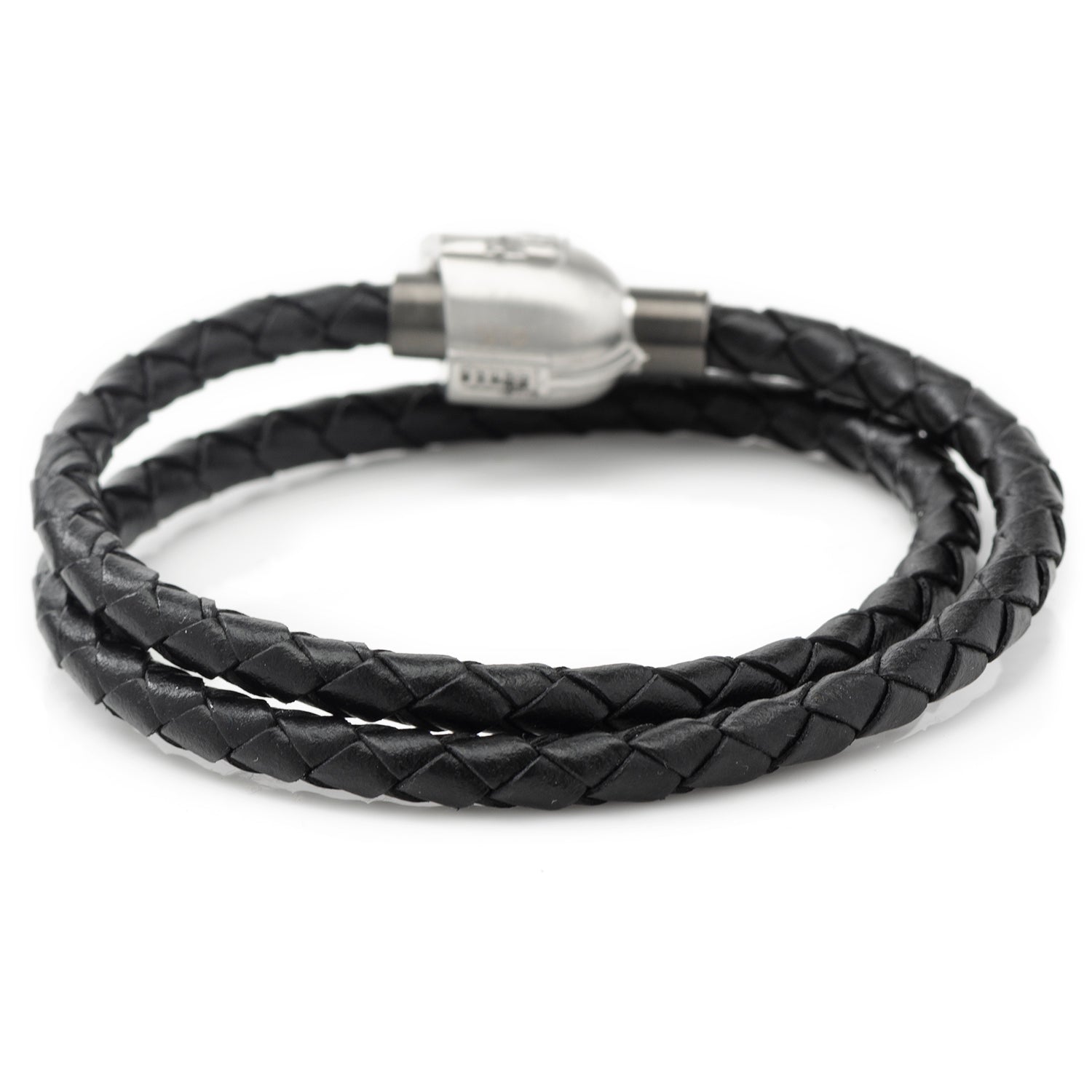 Star Wars Mandalorian Braided Black Leather Double Wrap Bracelet - Image 2