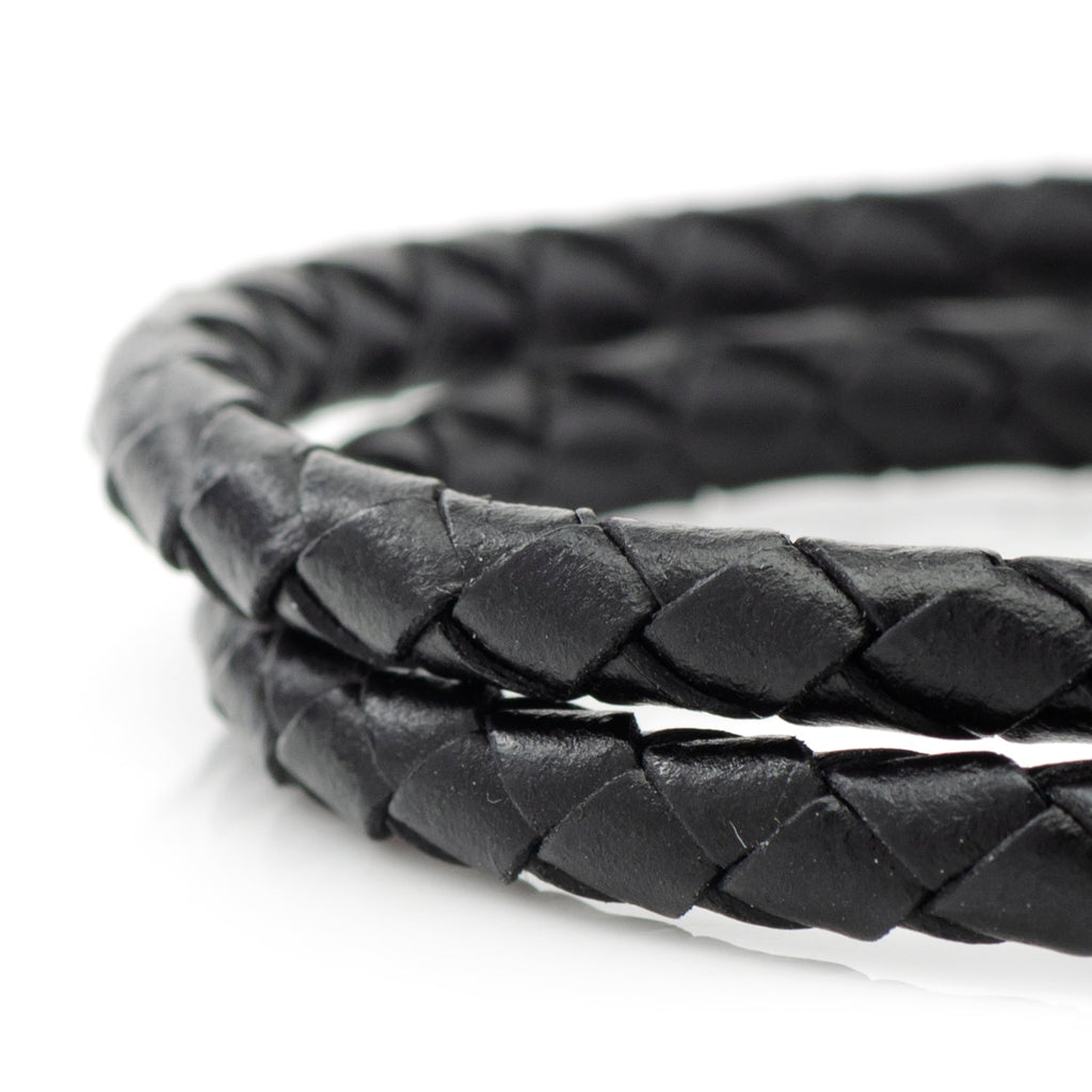 Star Wars Mandalorian Braided Black Leather Double Wrap Bracelet - Image 5