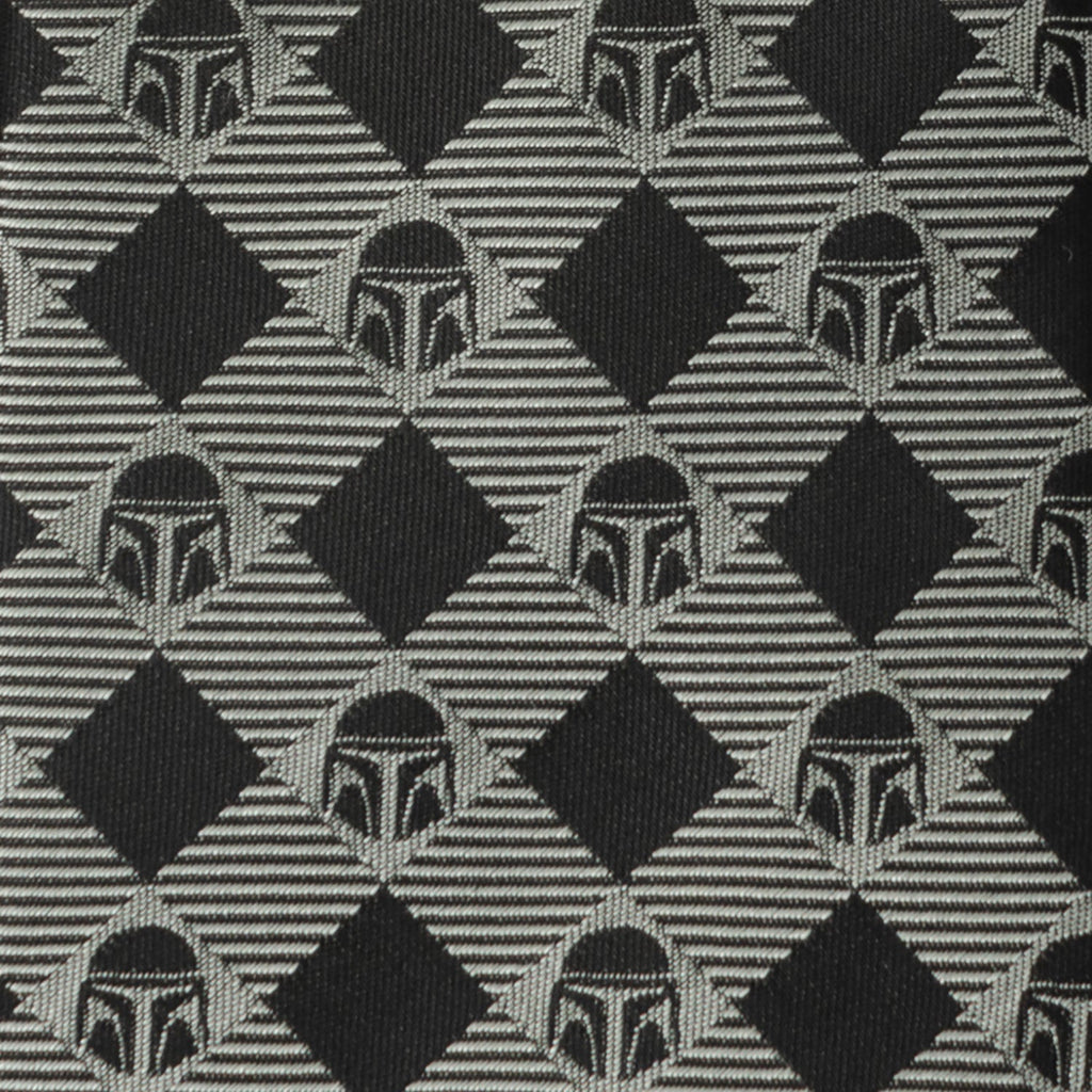Star Wars The Mandalorian Helmet Black and Gray Plaid Necktie - Image 4