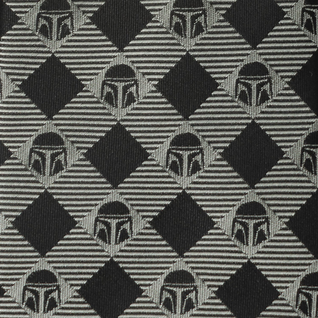 Star Wars The Mandalorian Helmet Black and Gray Plaid Necktie - Image 4